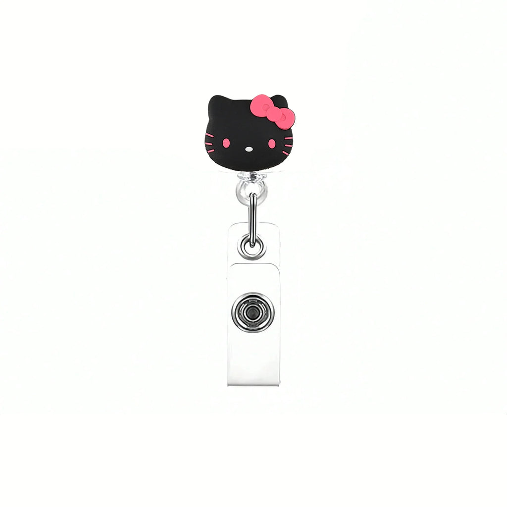 Kawaii Gift Kitty Cat Retractable Badge Reel Sparkling card holder accessories With Keychain For Women Student office supplies