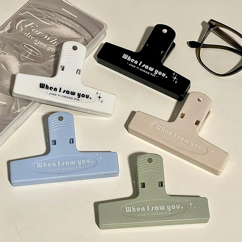 1pcs When I Saw You White Paper Clip Large Binder Clips Diary Page Marker Office School Binding Tools Bag Accessories A7871