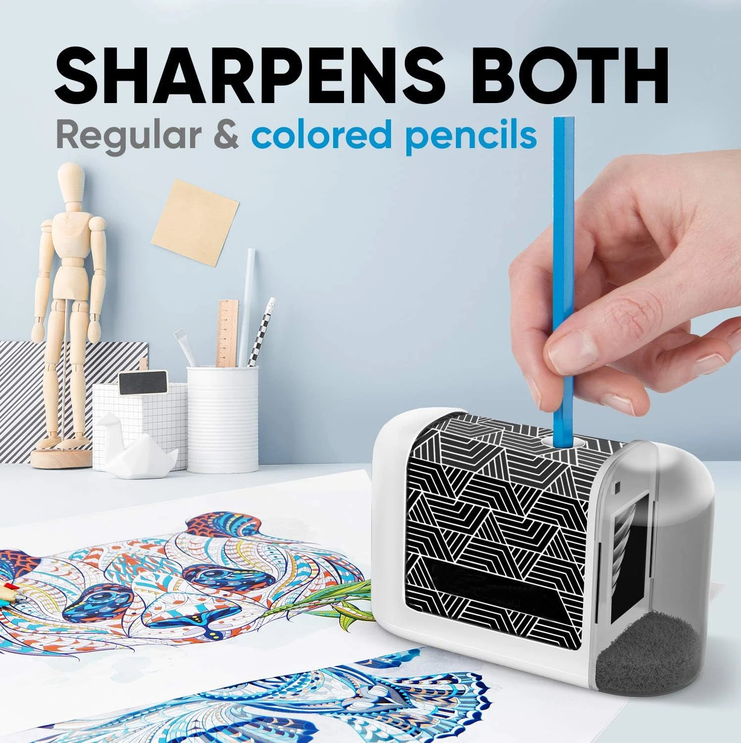 Battery-Operated Electric Pencil Sharpener for Kids, School, Home, Office - For No. 2 Pencils and Colored Pencils