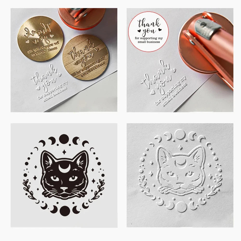 Customized Embosser Stamp Private Logo Customization Library Book Invitation Wedding Embossing Stamp Company Paper Leather Seals