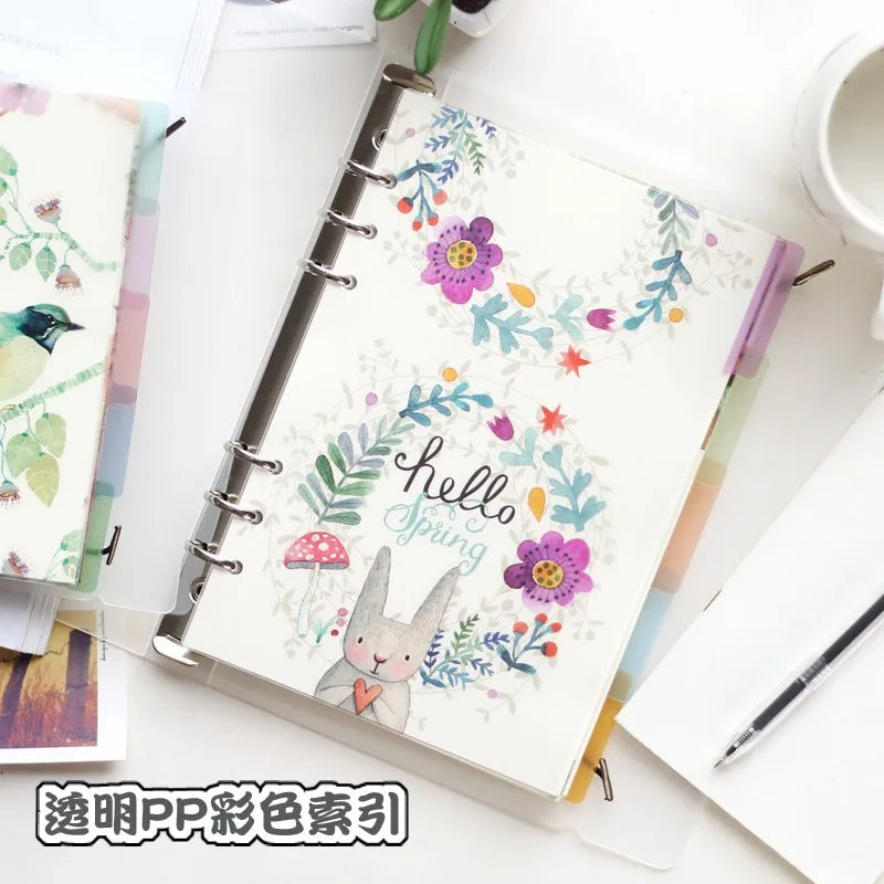 Journal GO 5pcs  PVC Index Divider Only for Loose Leaf A5 A6 Spiral Binder Diary Notebook Index Loose Leaf Notepads