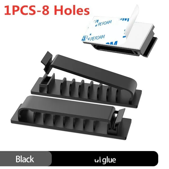 Cable Organizer Self Adhesive Cable Clips USB Cable Management Clamp Car Home Desk Wall Cord Holder Charging Wire Winder Manager