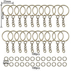 100Pcs 25mm Key Rings with 100pcs 8mm Jump Rings Connectors for DIY Keychain Lanyard Jewelry Making Supplies