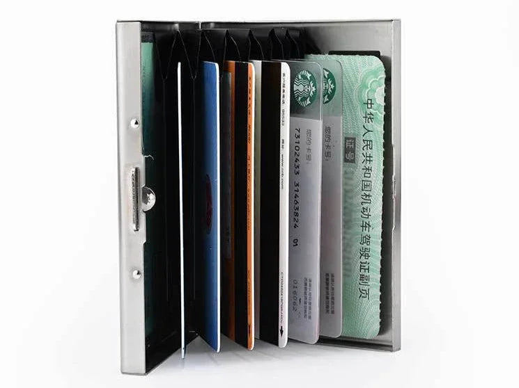 Stainless Steel RFID Anti-Theft Card Holder, Ultra Thin Anti-Demagnetization Metal Wallet, Portable Credit Purse for Men Women