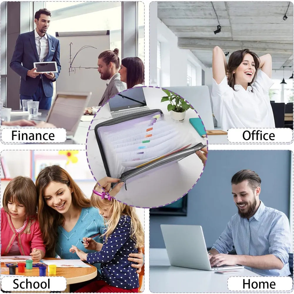 1 Pack A6 Expandable Document Organizer, 13-Pocket Zipper Accordion File Bag, for Cards, Bills, Receipts, Coupons and Cash