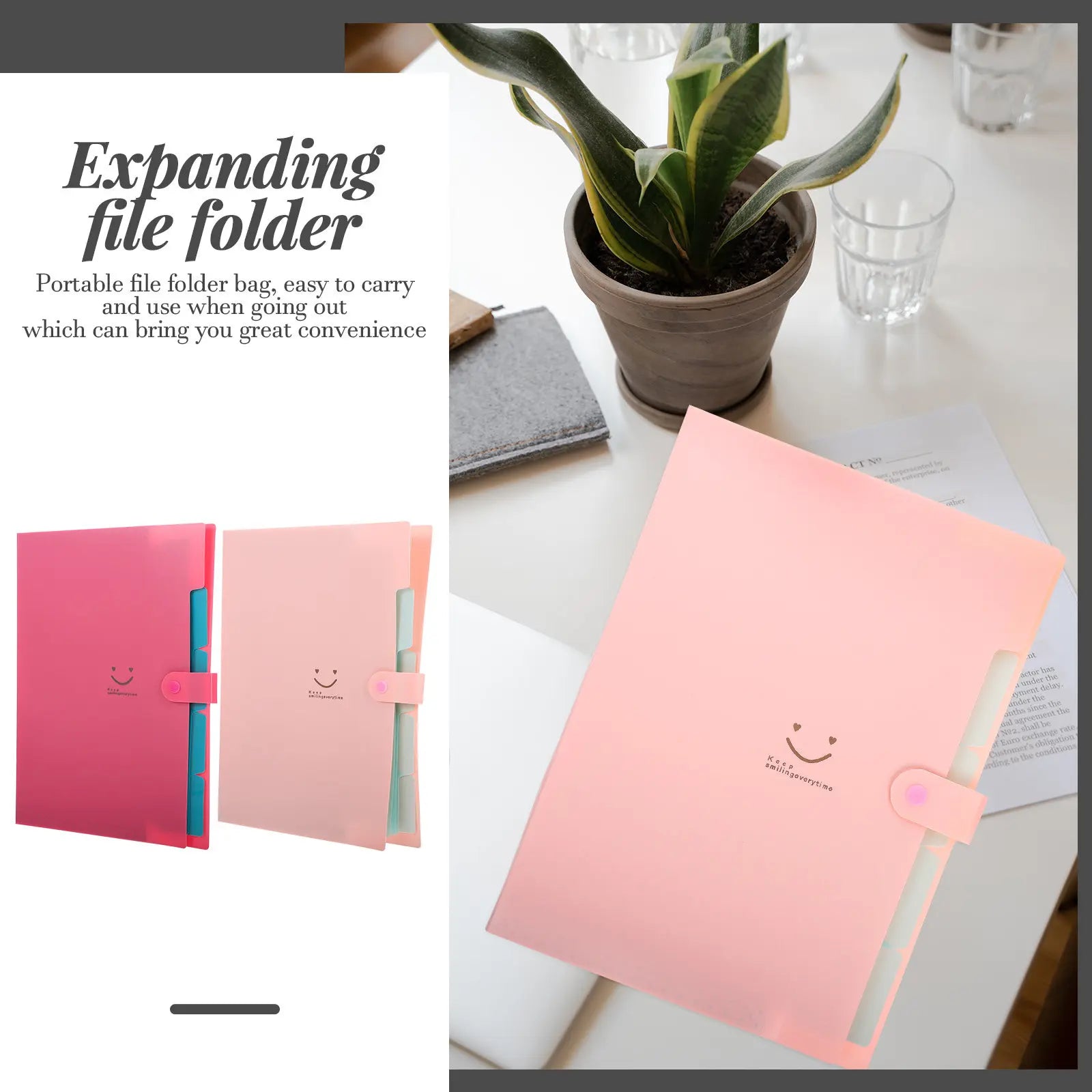 2Pcs File Folder Organizer Bright Color Expanding Accordion Filing Folder for Office School Home Document Storage