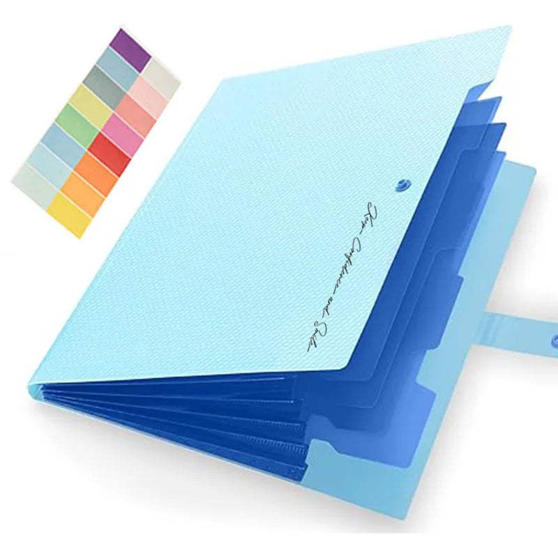 A4 Size Accordion File Folder 5 Pocket Filer Folder with Labels for Documents Paper Organizer for School Office