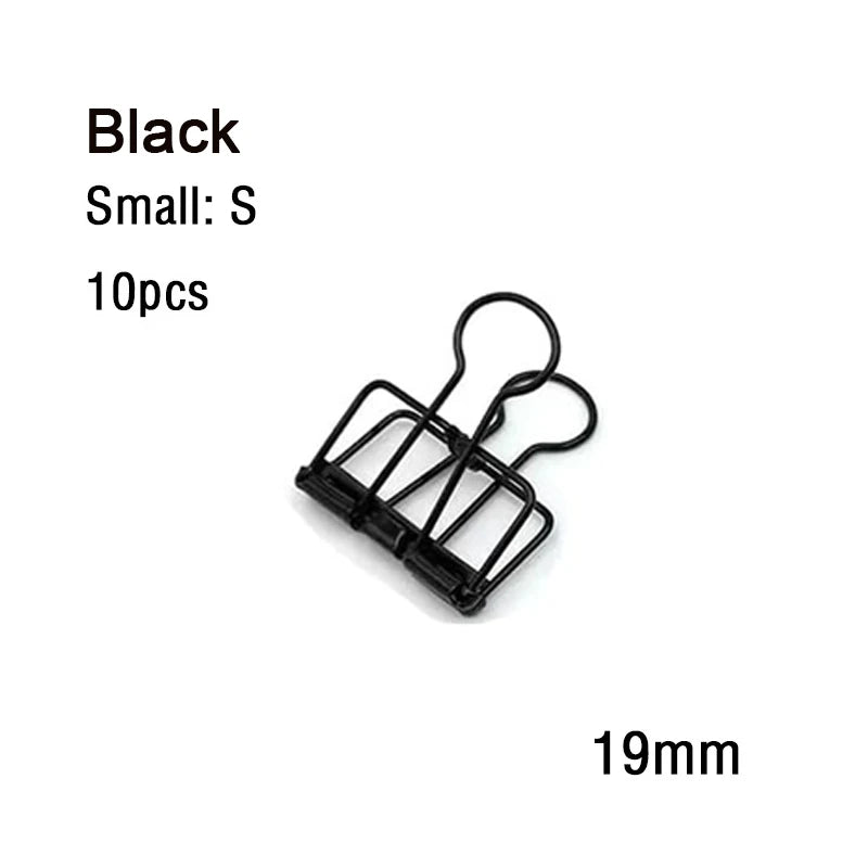 10Pcs Mini Paper Clip Black Sliver Binder Clips Page Holder Office Study Binder Clips Photo Clamp Office School Desk Organizer