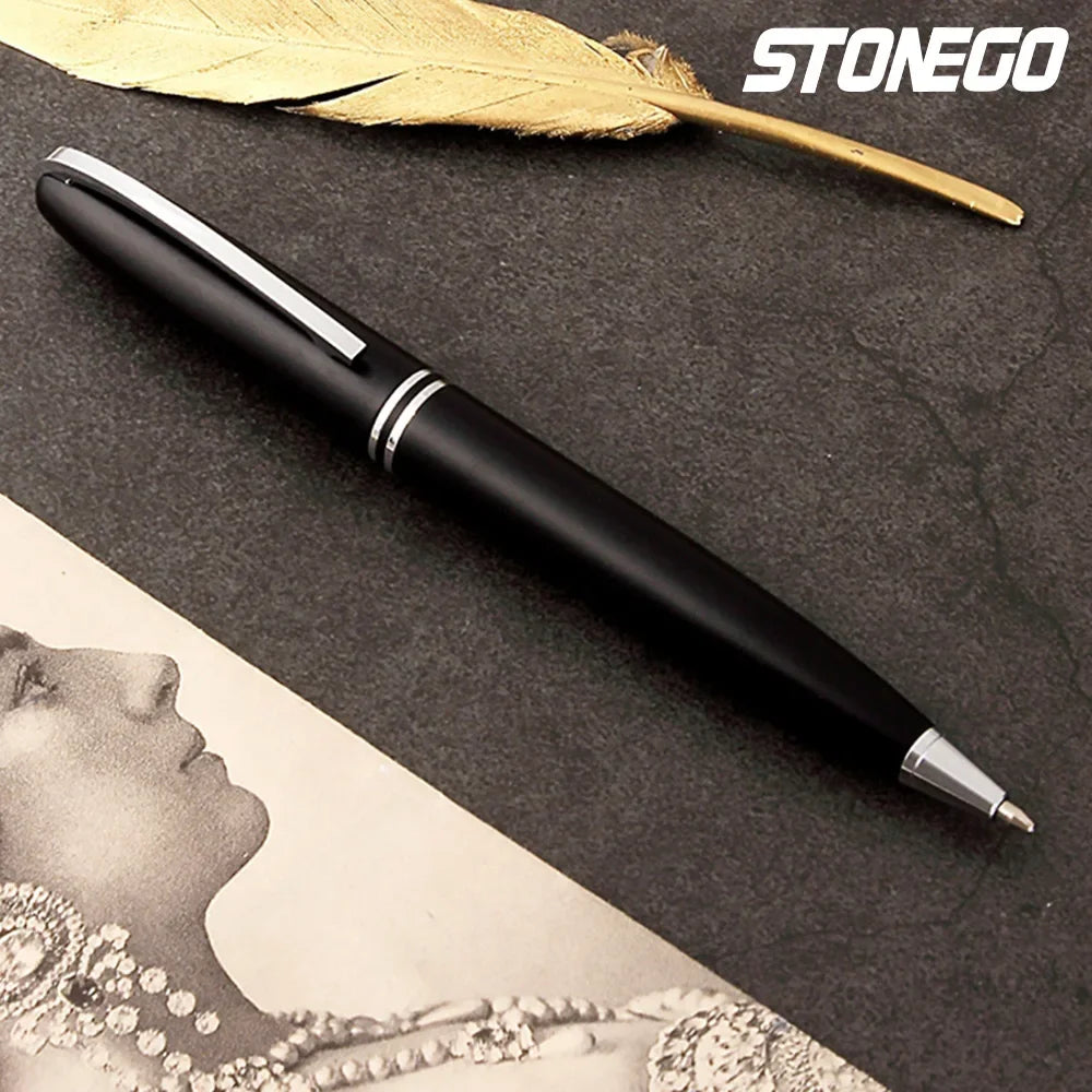 STONEGO Capless Ballpoint Pen, Simply Twist Roller Ball Pen Black Gel Ink Medium Point 1.0mm Smooth Writing Signature Pens