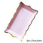 Rectangle Solid Color Disposable Tableware Paper Plates Kids Birthday Party Wedding Valentine's Day Decoration Supplies
