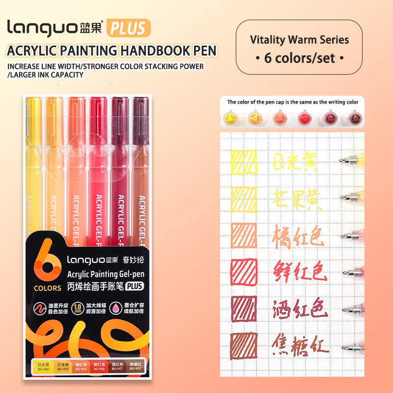 Languo 6/24/36/54/72/90 colors Acrylic Painting Handbook Pens Multi-Color Gel Pen Student Neutral Pen Writing Marker Stationery