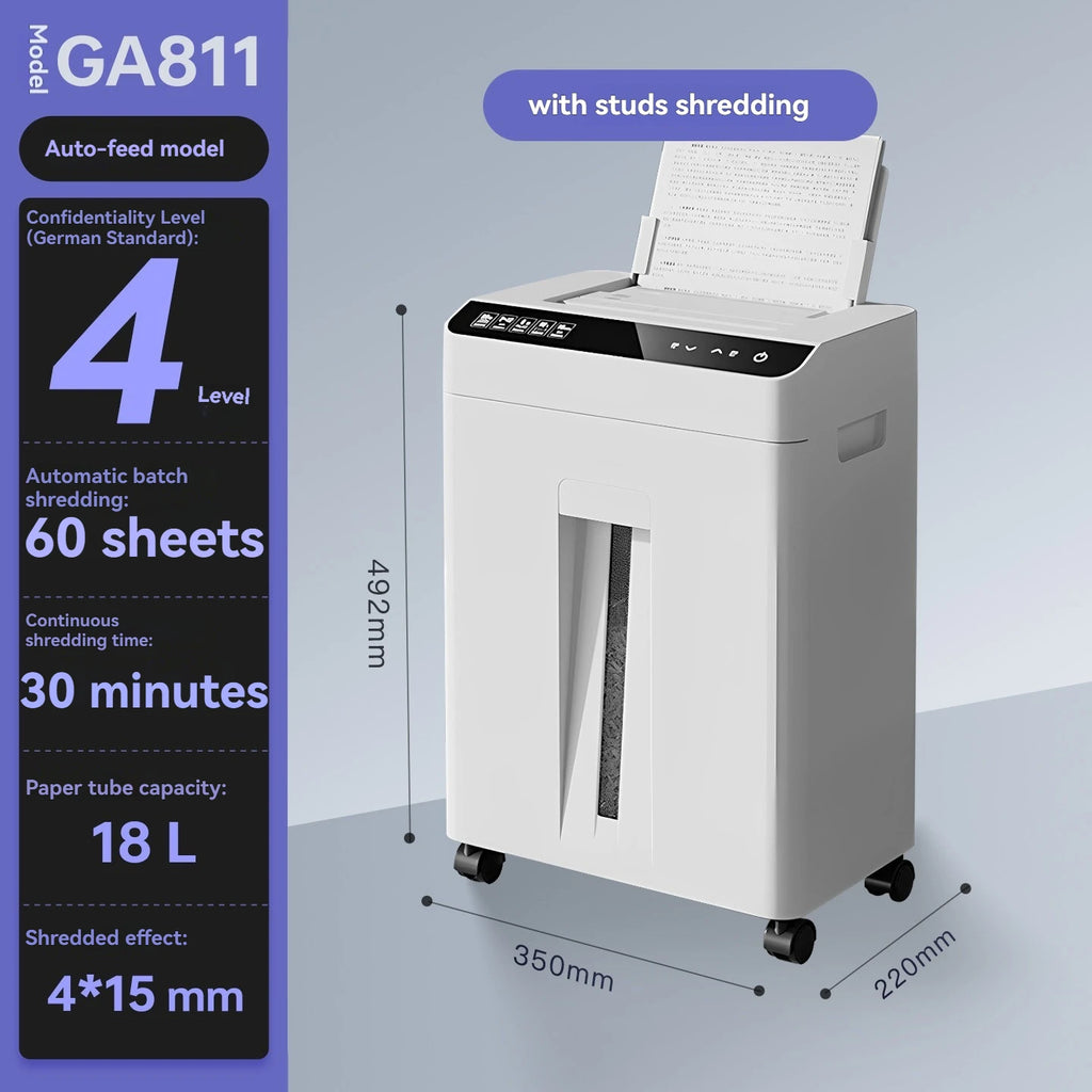 High-capacity Office Shredder with Five-level Security and Shredding Function It Can Shred Large Volumes of Documents and CDs