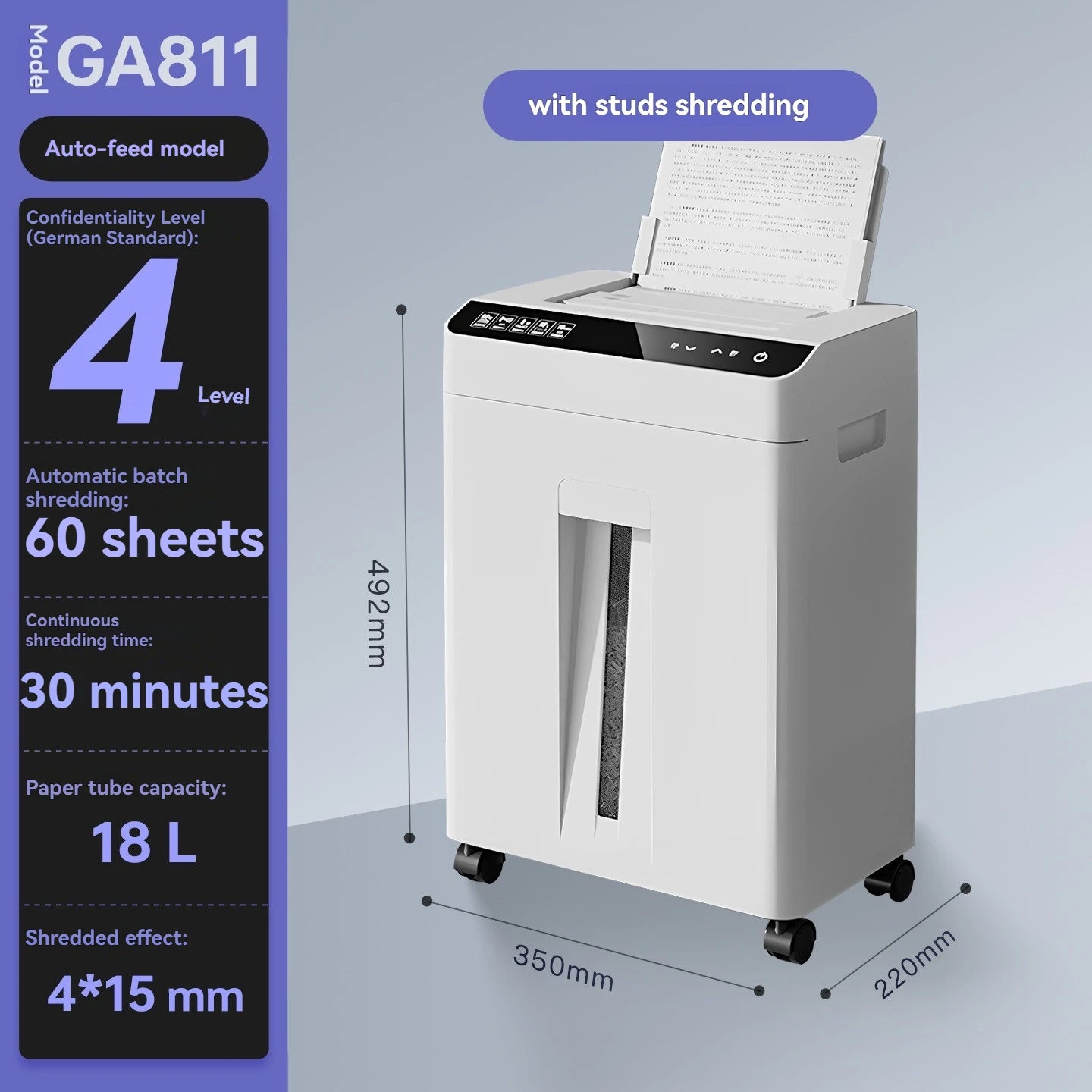 High-capacity Office Shredder with Five-level Security and Shredding Function It Can Shred Large Volumes of Documents and CDs