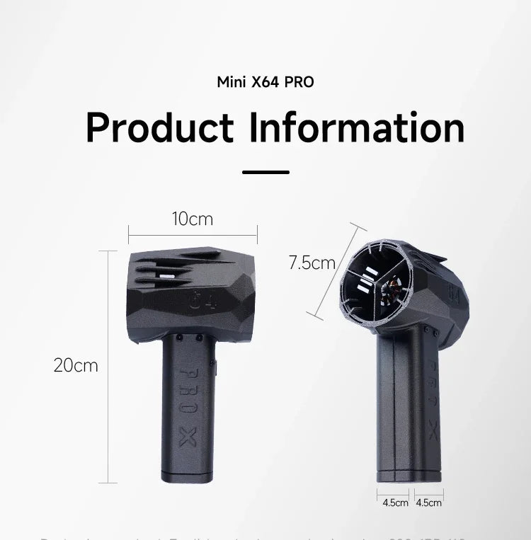 X64 Pro Car Violent Blower Powerful Electric Air Blower Brushless Motor Thrust Electric Air Duster for Car Dry 1.5kg/s 350km/h