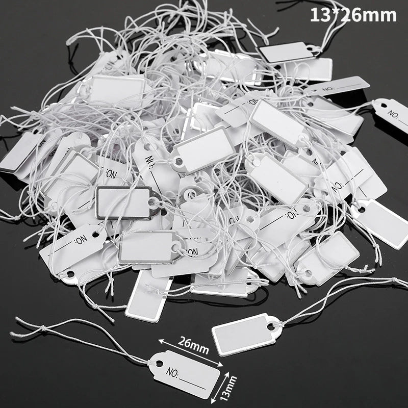 100pcs Paper Rectangular Blank Labels With String For DIY Watch Bracelets Necklaces Earrings Jewelry Display Price Tags Cards