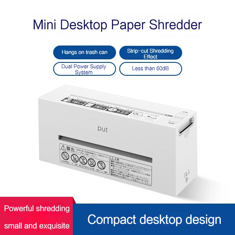 Low-Power Battery Electric Paper Shredder for Office And Household Mini Convenient Document Miniature Long Strip Shredder