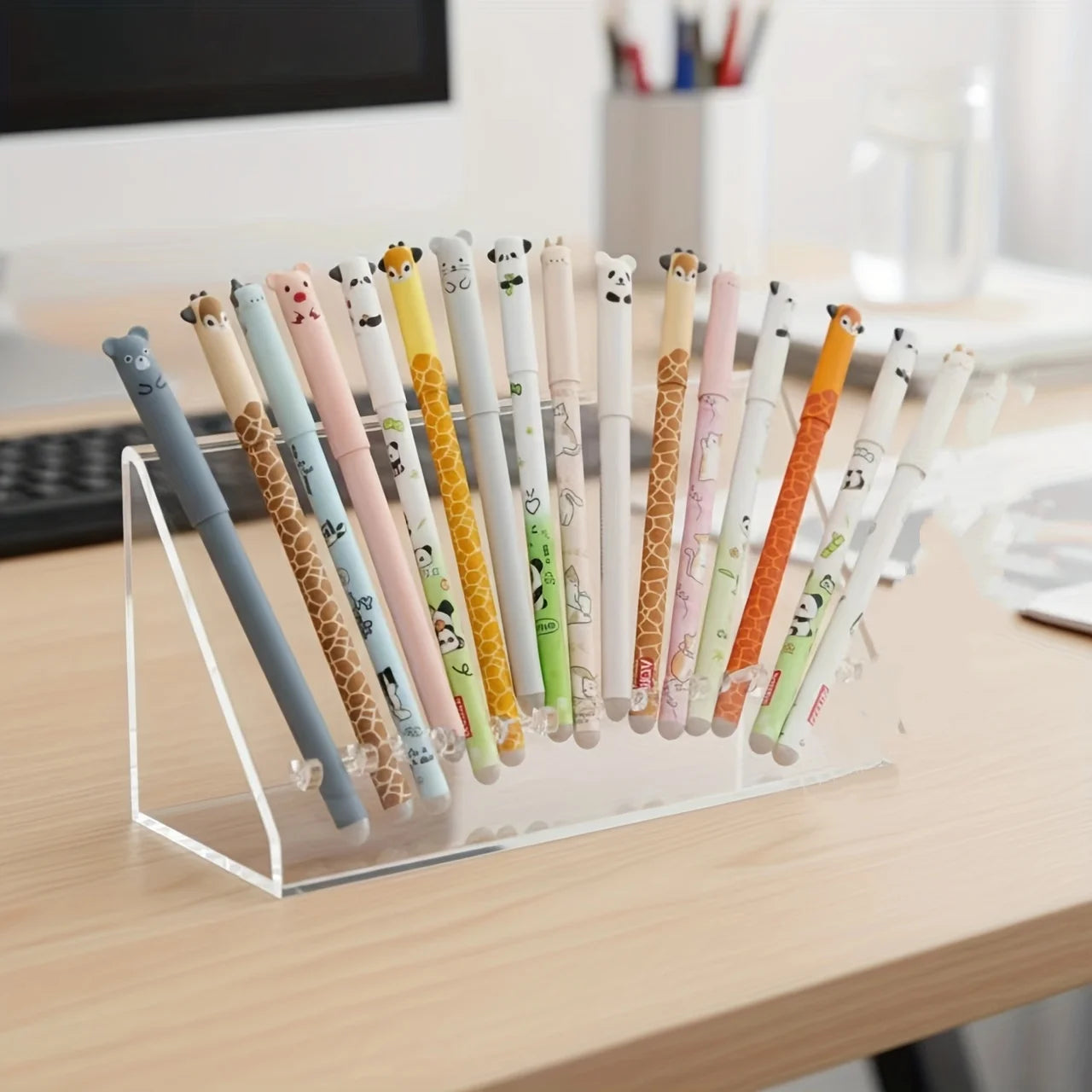 10-Pack of Erasable Pens with Random Designs, Blue Ink, Cute Bear Erasable Pens, Animal Erasable Gel Pens, Cartoon-Themed Erasable Pens for Students, Thermal Erasable Pens, Stationery with Smooth Writing