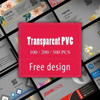 100/200/500 PCS Transparent PVC Business Card Colorful Printing Personalized LOGO Text Thank You Card Free DESIGN 0.38mm