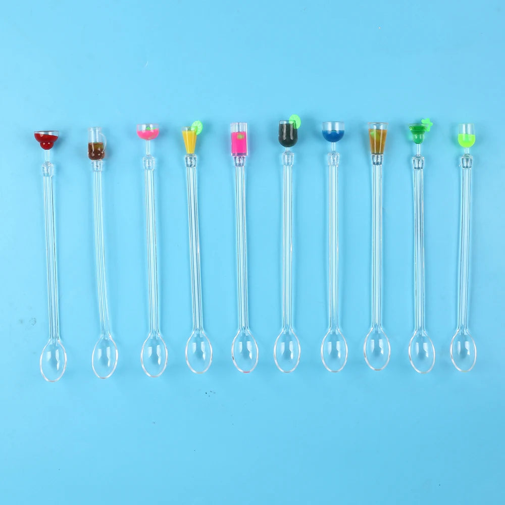 Clear Acrylic Cocktail Stirrers, Drink Mixing Spoon Sticks, Bar Coffee Stirring Rods for Home, Cafe, Restaurant & Party Use