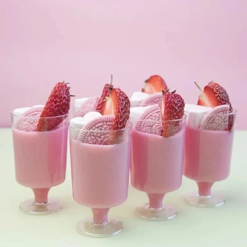 10/20/30pcs Disposable Dessert Cups Round Mouth Plastic Yogurt Mousse Cake For Birthday Party Appetizer Wedding Chocolate Cup