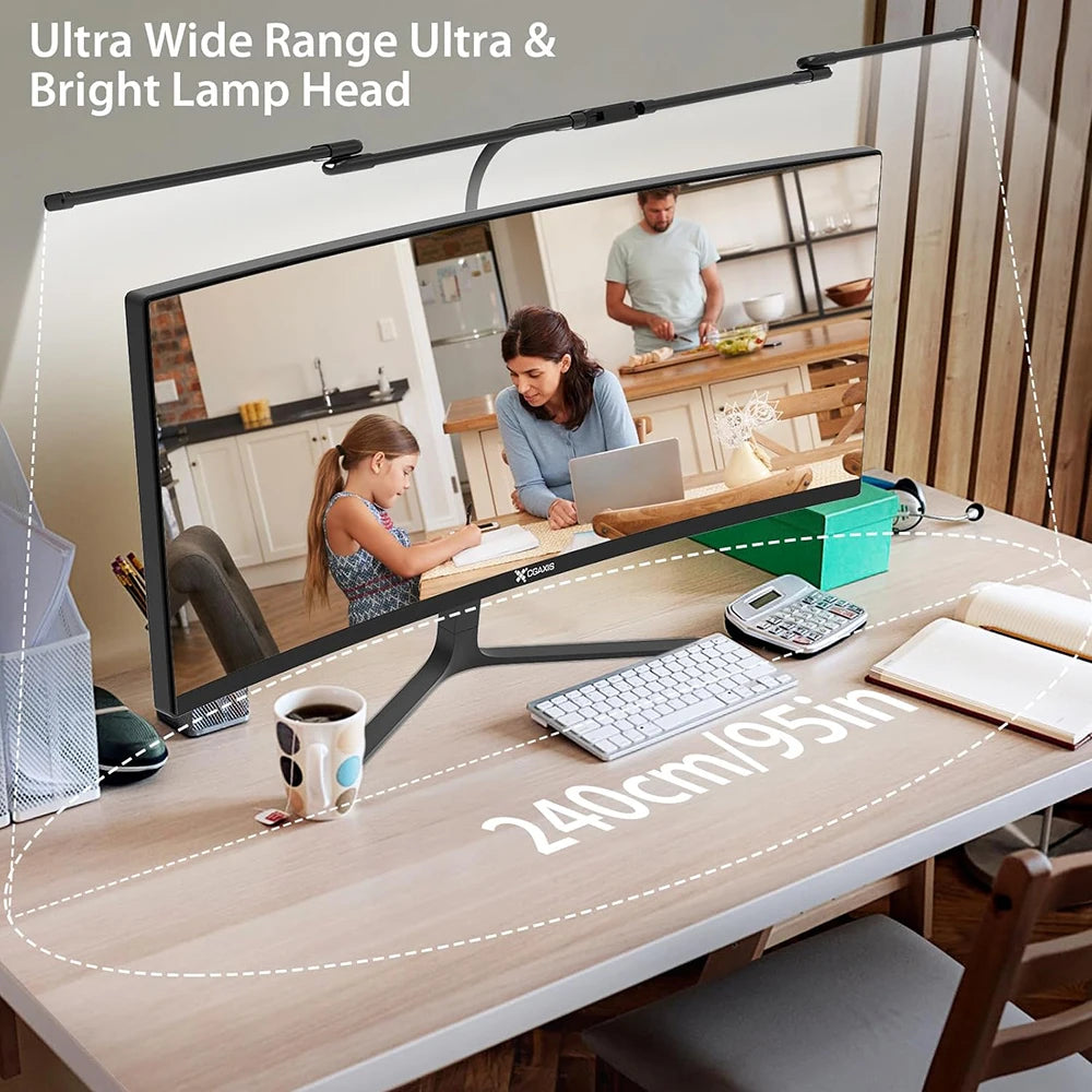 LED Ultra Bright Eye-Caring Desk Lamp 24W Stepless Dimming Flexible Gooseneck Clip-on Office Architect Desk Lamp PC Screen Lamp
