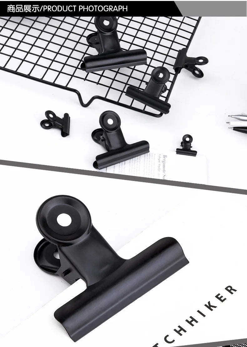 10-Pack Black Metal Paper Clip Office Stationery Small Book Fixing Clip Sketching Board Clip Household Supplies