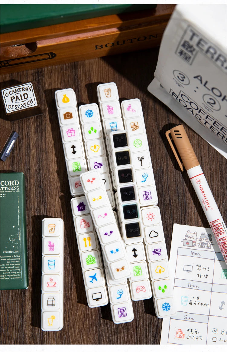 TIANZI 6 Pcs Cartoon Color Teacher Seals Commendation Award Seal Evaluation Stamp Stationery Scrapbook Supplies for Classroom