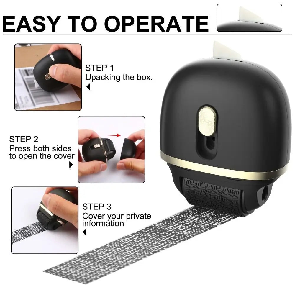 Multifunction Identity Protection Roller Stamps 2.5CM Roller Privacy Protection Privacy Graffiti Cover Seal Security ABS