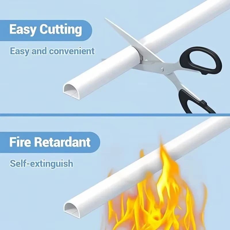 1PC 3/5M Self-Adhesive PVC Cable Management Strip Decorative Wire Protection Strip Suitable for Covering Wires on Walls Floors