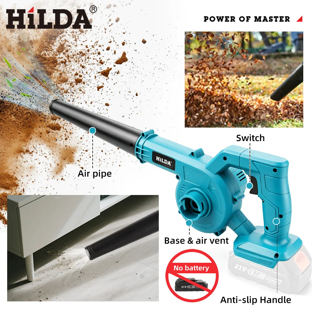 HILDA Electric Air Blower Cordless Power Tools Garden Vacuum Cleaner Dust Computer Collector Handheld for Makita Battery