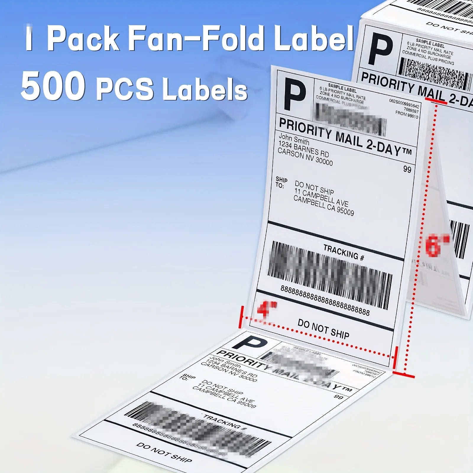 4x6 Inch Direct Thermal Labels Printer Paper 100x150mm Fan-Fold Labels Shipping Supplies Waterproof for D100 D200 Printer