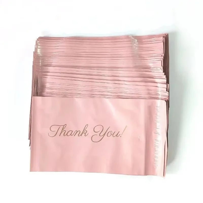 100PCS Baby Pink Poly Mailer Adhesive Envelope Thank You Bag DIY T-shirt Bra Gifts Shoes Box Express Shipping Packaging Pouches