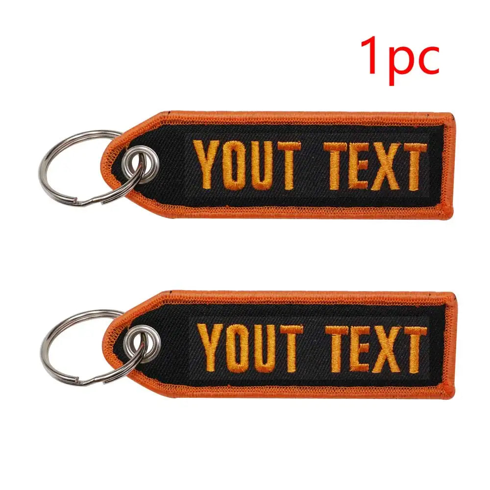 Personalized Color font  Keychain  Customize Text Tag Double Sided Embroidery for Motorcycles Cars ATV Scooters