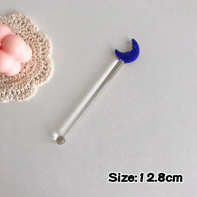 Glass Stirring Rod Moon Star Shape Stir Bar Coffee Cocktail Mixing Sticks Home Party Transparent Aesthetic Cocktail Muddler