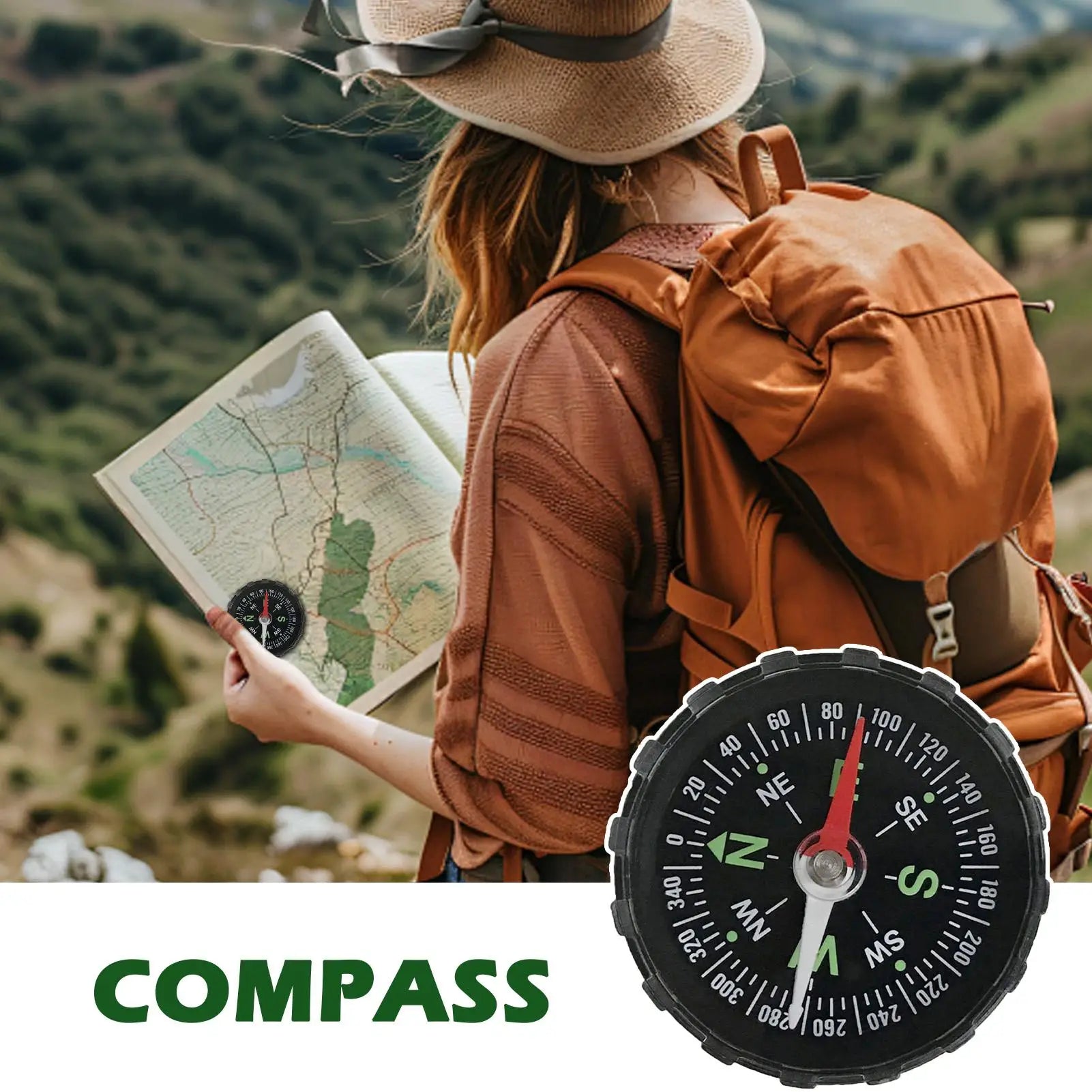 New Waterproof Hiking Compass, Multifunctional Sighting Navigation For Survival Traveling, Mountaineering Boating Outdoor Sports