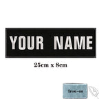 1PC Custom Name Embroidery Patch Stripes Badge Iron On Or Hook Loop 10X2.5CM,8X5CM,10X4CM, 8X2.5CM,12X2.5CM,15X5CM,20X7CM,black