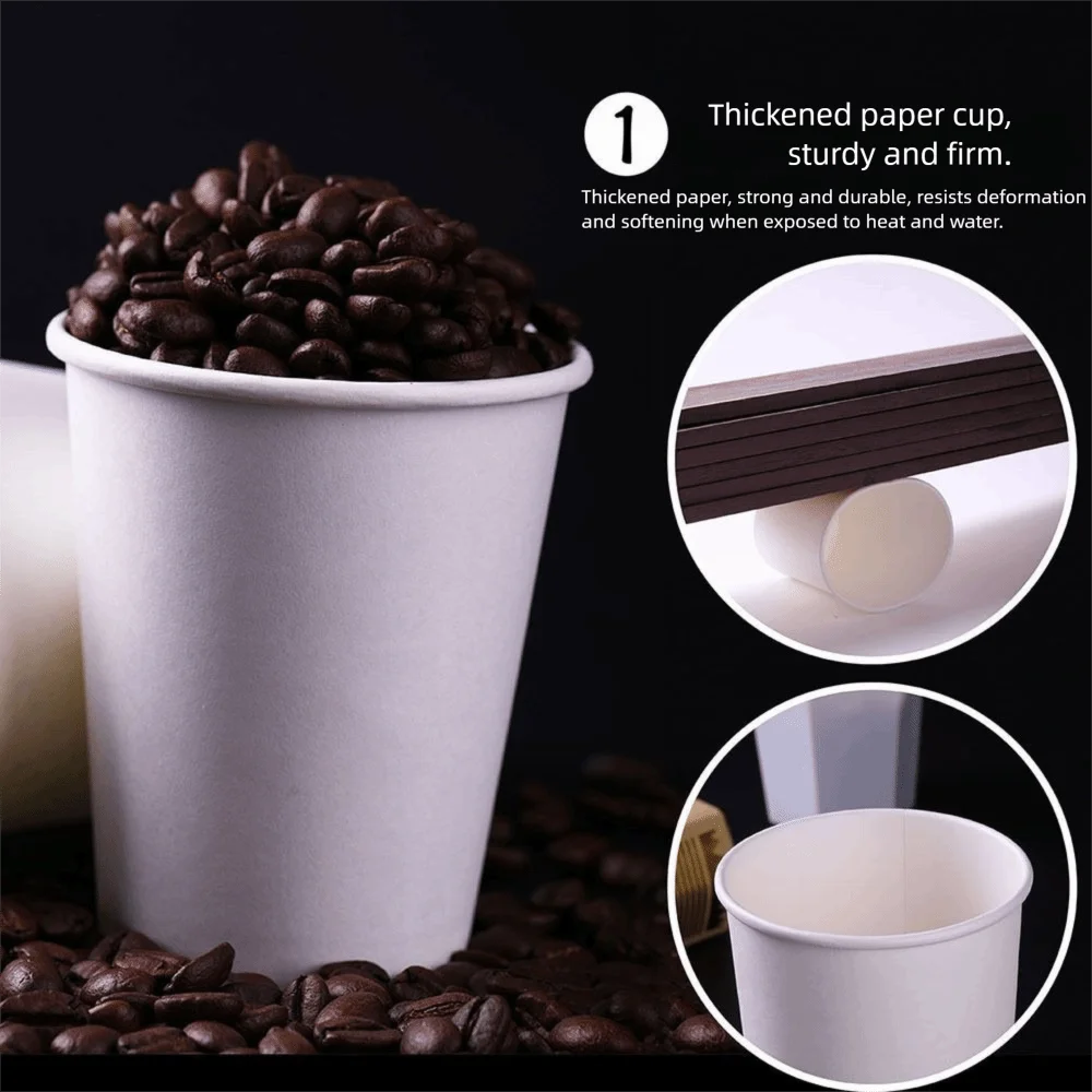 200Pcs 30/60/120/200ml Disposable Paper Cup Thickened Solid Color Paper Coffee Cup Multisize Food Grade Tasting Cup