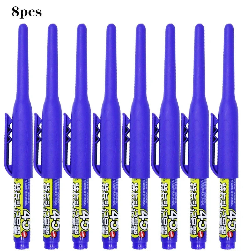 8Pcs 45mm Waterproof Long Head Nib Deep Hole Markers Pen Tile Carpenter Pen Multi-purpose for Woodworking Black/Blue/Red Ink
