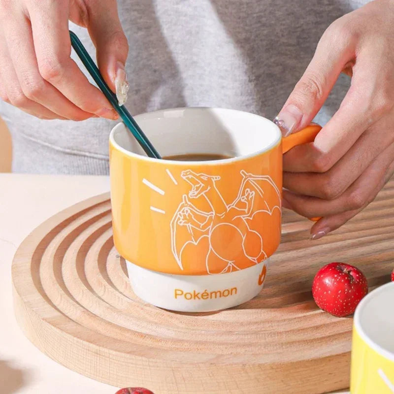 SHUNXIANG Pokémon Ceramic Mugs Coffee Cup Snorlax Stackable Kawaii Anime Boy Girl Breakfast Milk Juice Cup Ceramic Coffee Cup