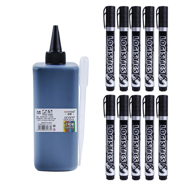 500ML Graffiti ink Permanent Marker Refill Ink - Oil-Based Waterproof for Black/Red/Blue Markers (Bulk Bottle, Non-Erasable)