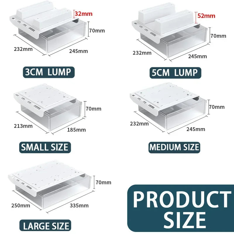 Hidden Under Desk Drawer Storage Office Organizer Desk Self Adhesive Drawers Plastic Undertable Accessories Storage Box Drawe