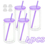 16OZ DIY Snowglobe Tumbler with Pre Drilled Hole Reusable Plastic Water Bottles Break-Resistant Mason Jar Cups for Holiday Gifts