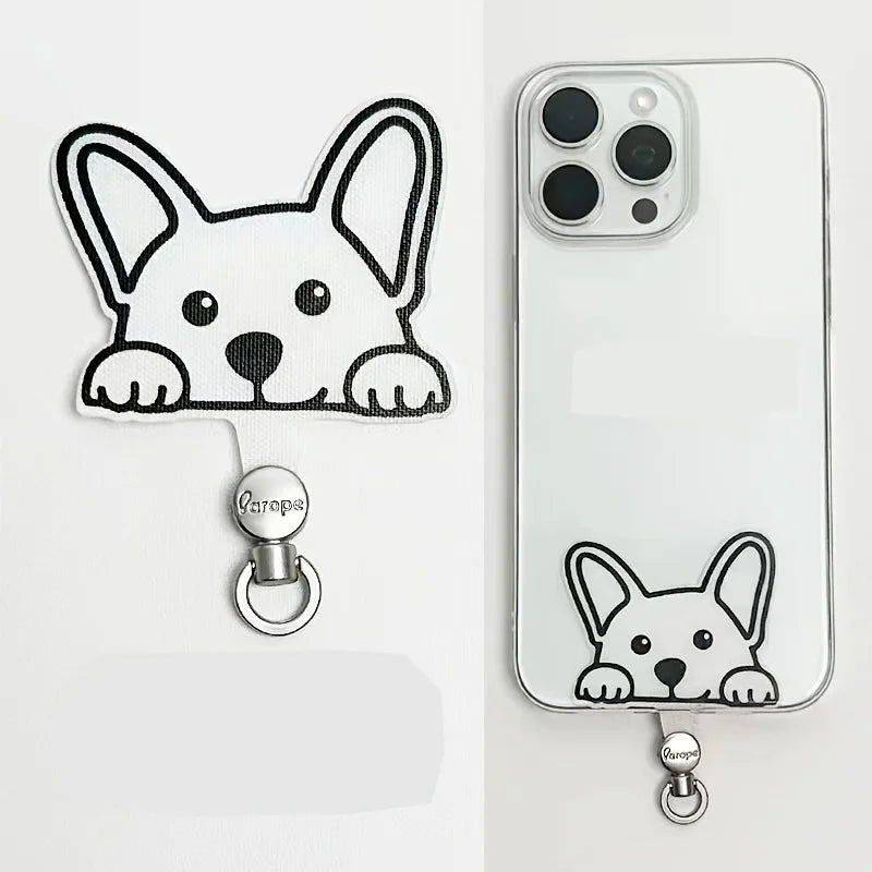 Cartoon Panda Cat Dog 360 Rotatable Metal Phone Tether Tab Patch Gasket Cellphone Lanyard Hanging Rope Safety Connecter Piece