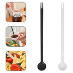 2Pcs Multi-Functional Plastic Kitchen Spoon Long Handle Seasoning Powder Coffee Stirring Mixing Spoon Dual-End for Condiments