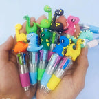 10Pcs/Lot Cute Cartoon Dinosaur Mini 4 Color Ballpoint Pen Kawaii Four Colors Pens School Office Supplies Kids Stationery Gifts