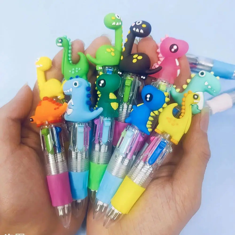 10Pcs/Lot Cute Cartoon Dinosaur Mini 4 Color Ballpoint Pen Kawaii Four Colors Pens School Office Supplies Kids Stationery Gifts