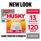 13 Gallon Tall Kitchen Drawstring Bags, 120 Bags, Strong Trash Bags for Wastebasket, Heavy Duty Garbage Bags for Home, Office, Kitchen Can Liners