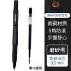 WANCHER Ballpoint Pen Original Hexagon Brass Metal Rotary Black 0.5mm Refill Replaceable W1558 Office School Stationery