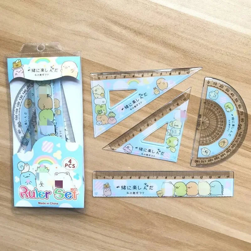 4Pcs/Set Anime Ruler Drawing Measurement Geometry Triangle Ruler Set gifts