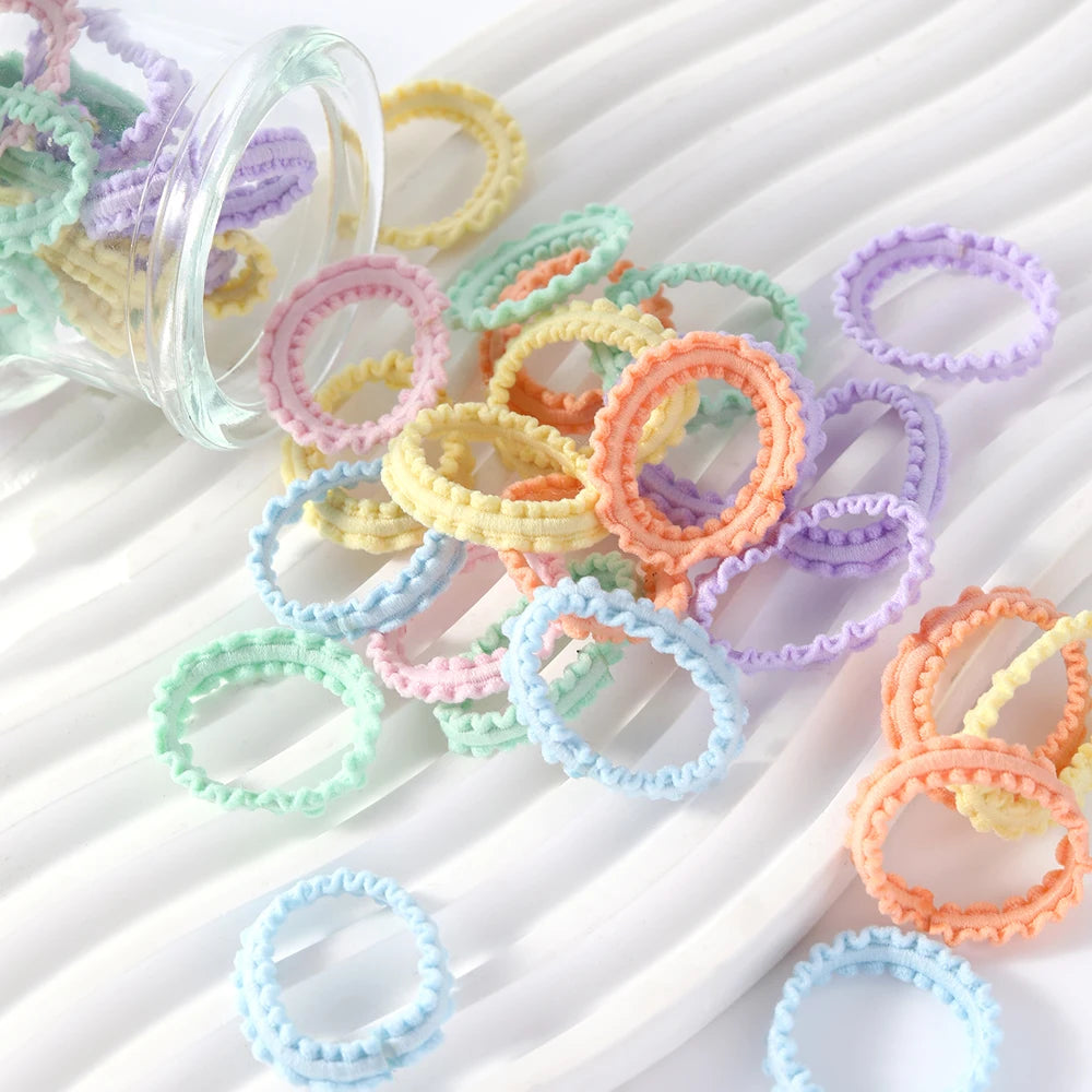 50Pcs Children Small Rubber Bands Girls Hair Ties Headbands Non Damaging Tie Ponytail High Elastic Durable Scrunchies Hair Rope